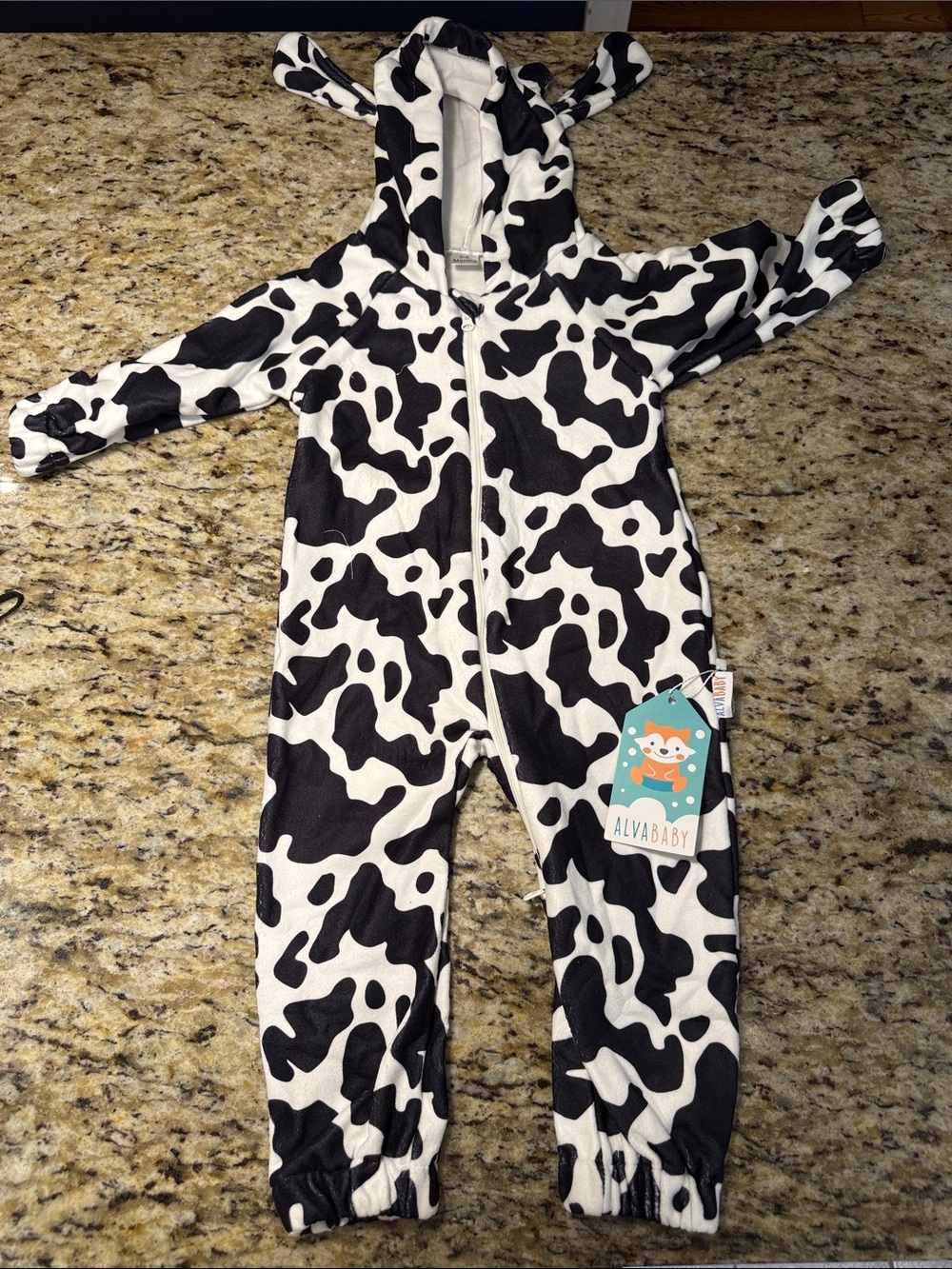 Just in time for Halloween! AlvaBaby Black & White Cow Print Hooded Kids Costume